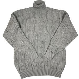 Vintage Barcode Gray 3d Knit Turtleneck Pullover Sweater